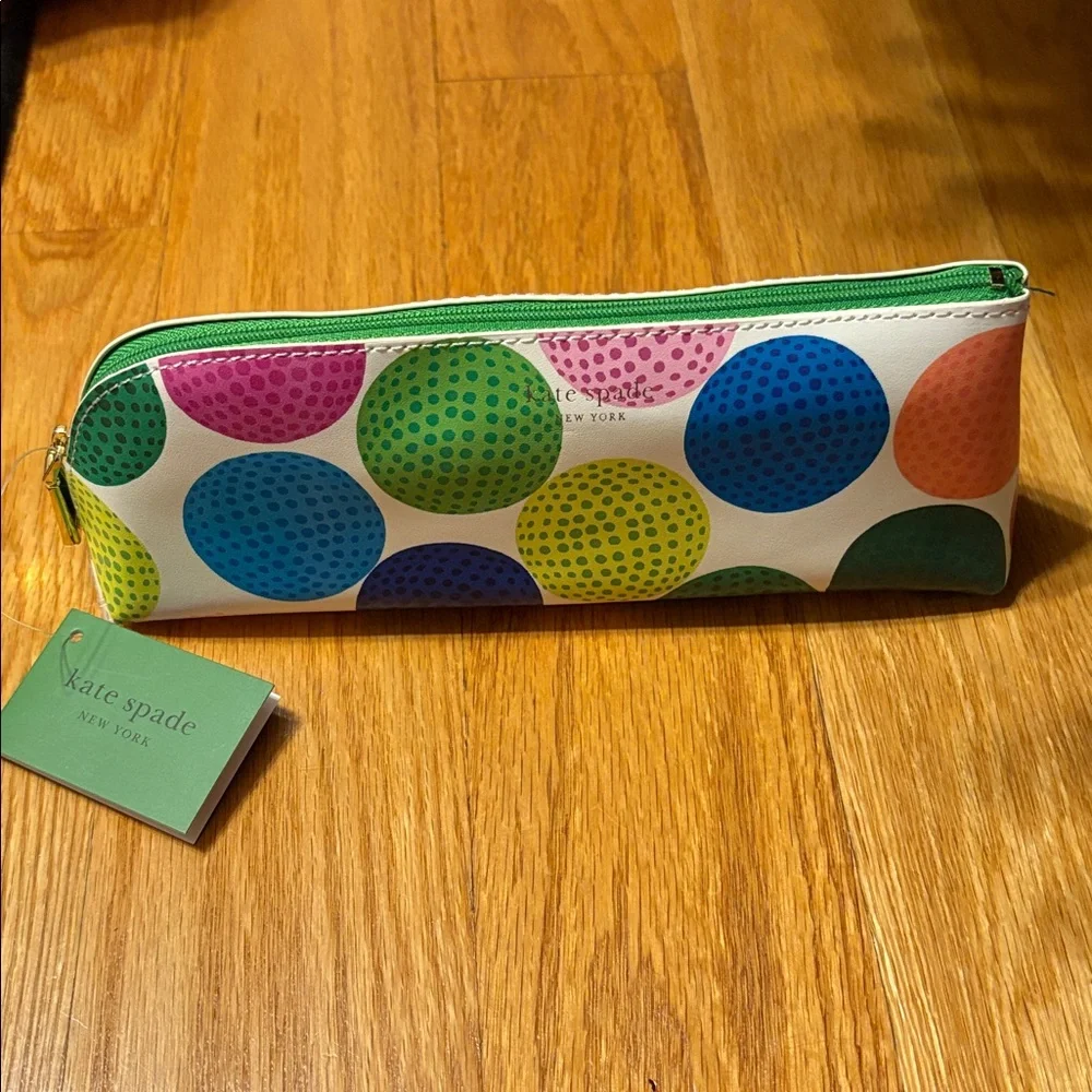 NWT Kate Spade Multicolor Golf Balls Pencil Case